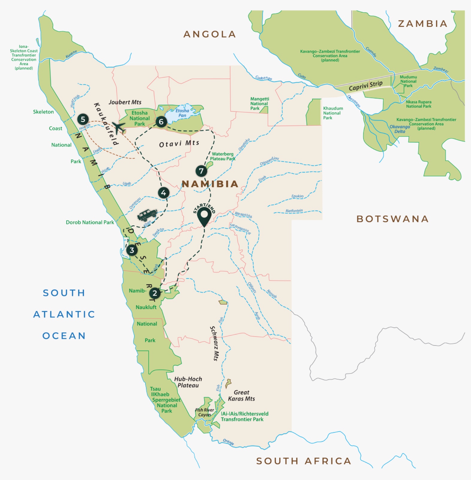 Route map for The Luxury Desert Loop
